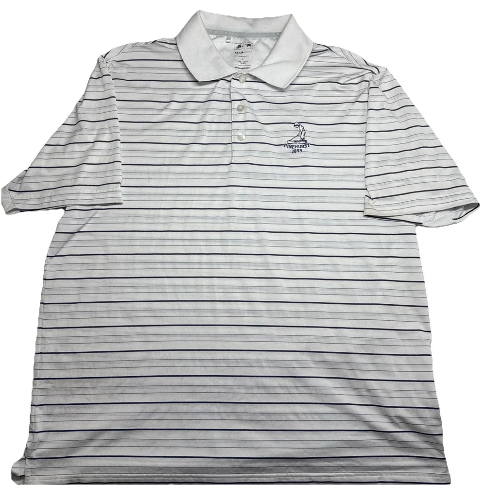 Pinehurst 1895 Mens Adidas Climalite Golf Polo, Striped Large Performance